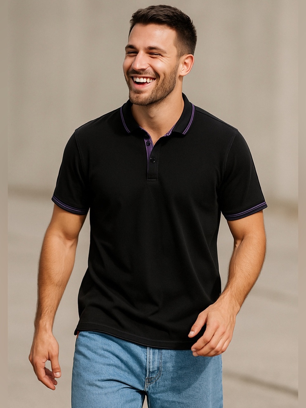 Robert Graham Polo Shirt Classic Fit Black Purple Skull XL